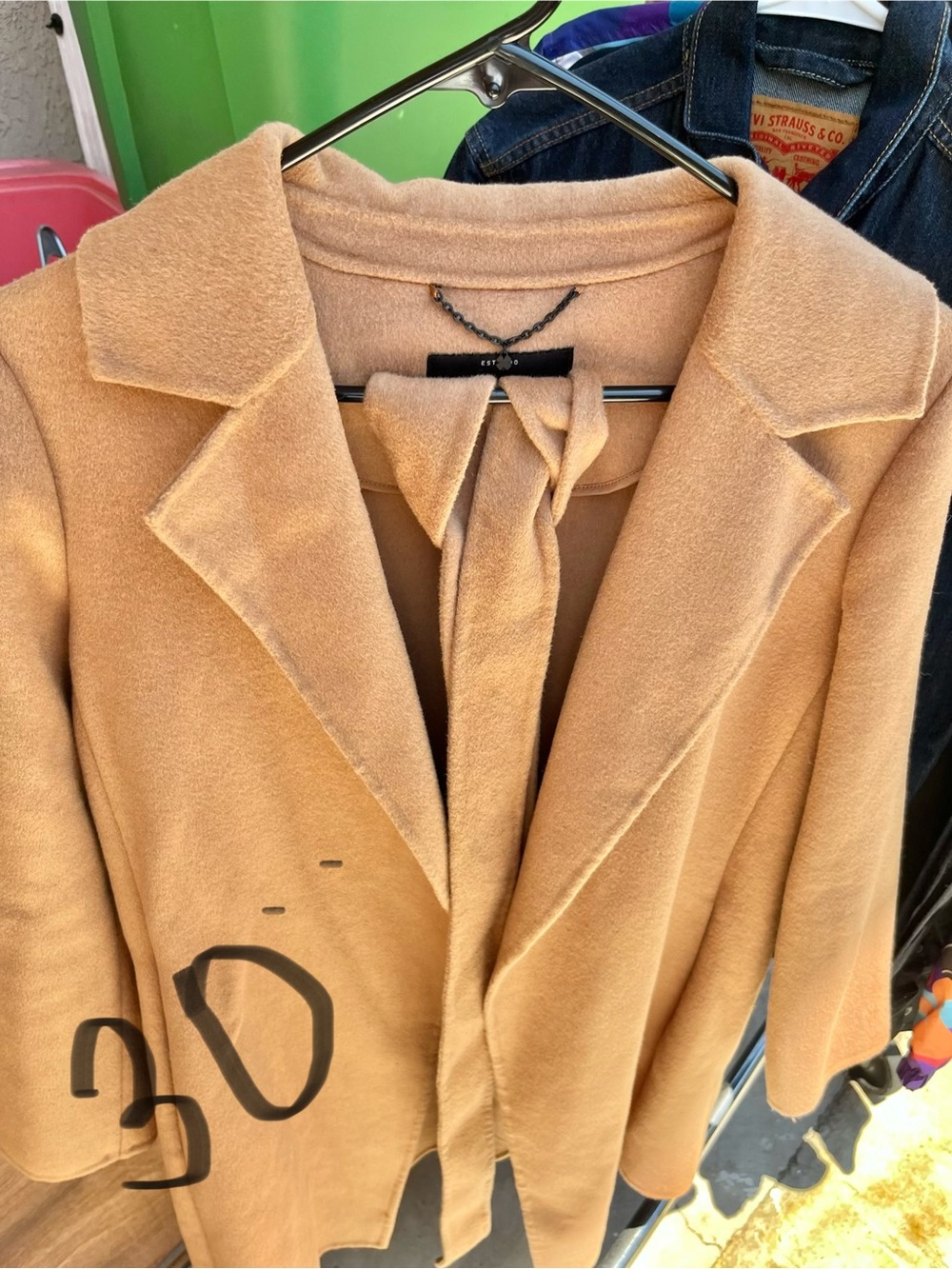 Lucky Brand Camel Tie-Front Trench Coat